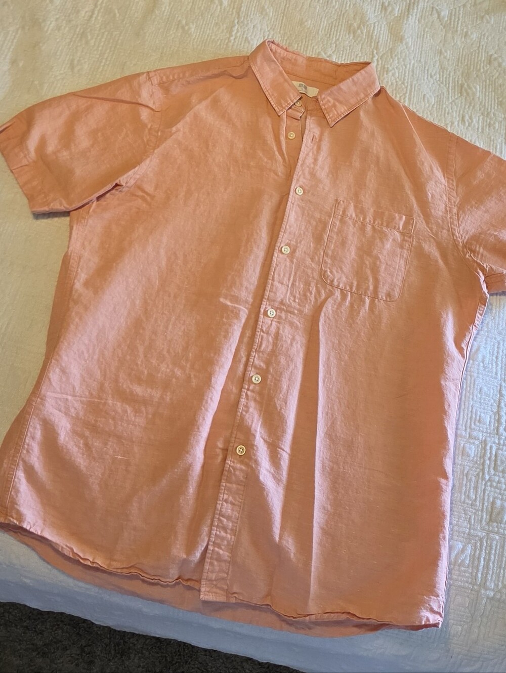 Uniqlo Short-Sleeve Linen Blend Shirt, Size XL